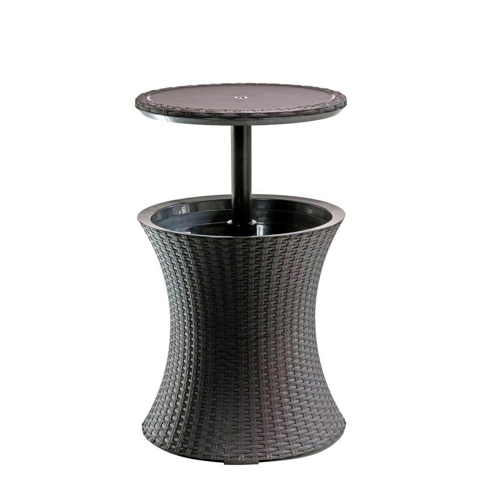 33.2 in. H Wood Outdoor Side Table with 7.5 Gallon Beer and Wine Cooler, Brown price history on PriceWatchPro