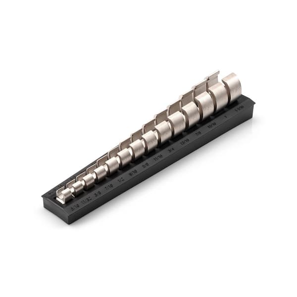 TEKTON 5/16 - 1-1/16 in. 3/8 in. Drive 6-Point Flare Nut Crowfoot Wrench Set (14-Piece) with Rack