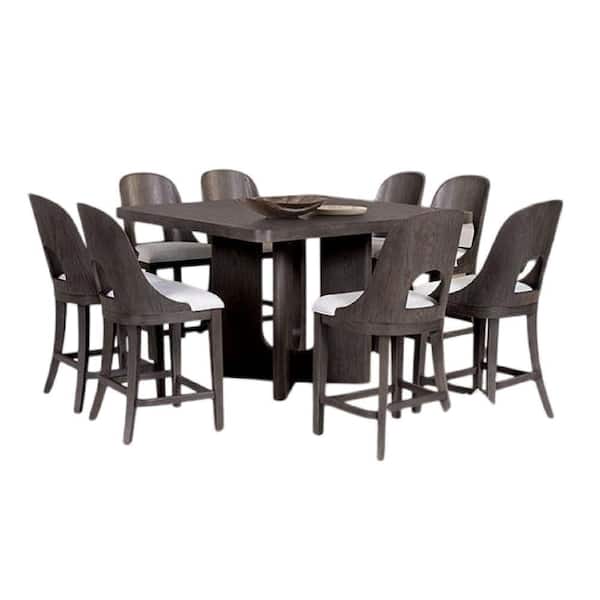 Ash Gray and White 41 in. 9-Piece Dining Set