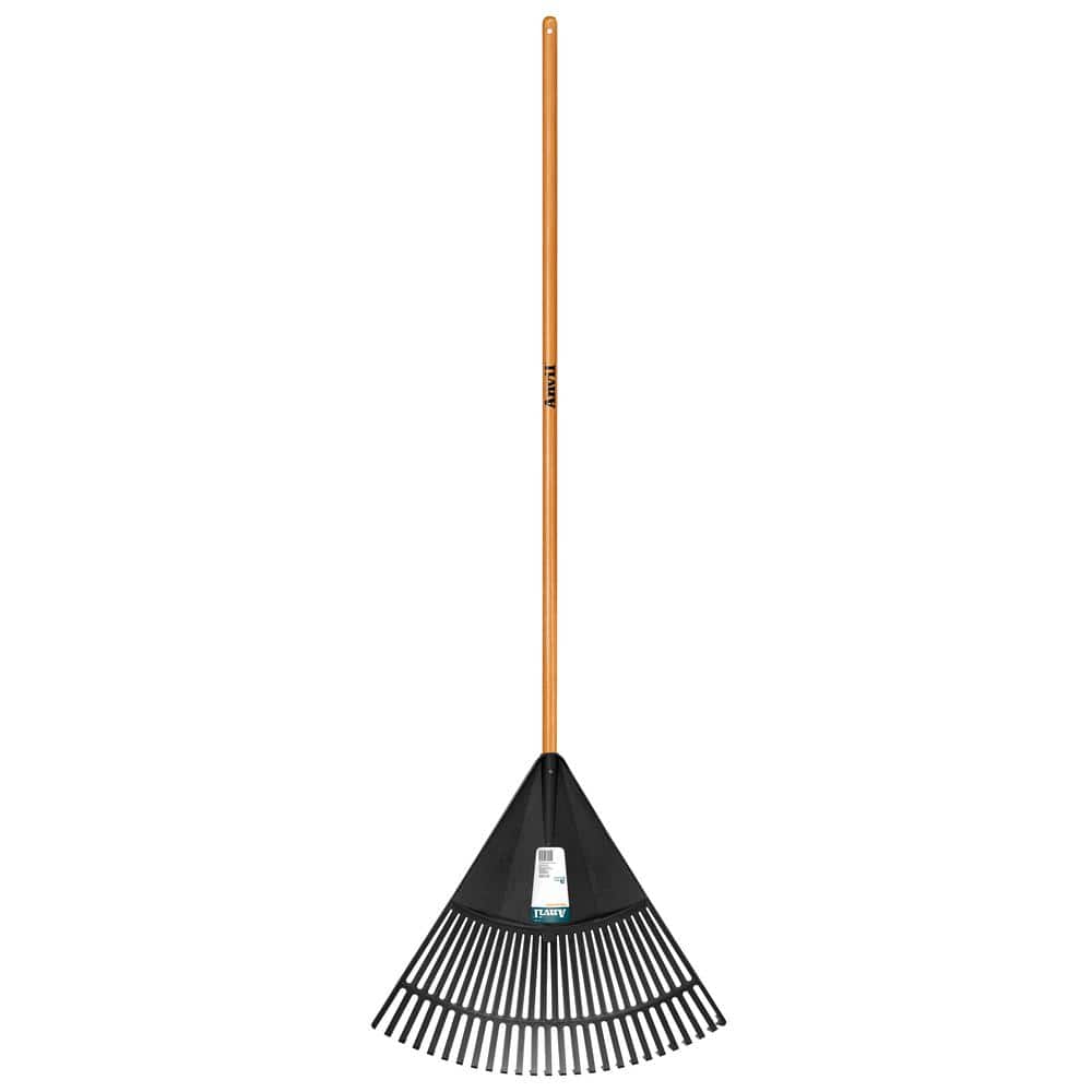 Anvil 47 in. L Wood Handle 24 in. Poly Leaf Rake 77855-940 - The Home Depot