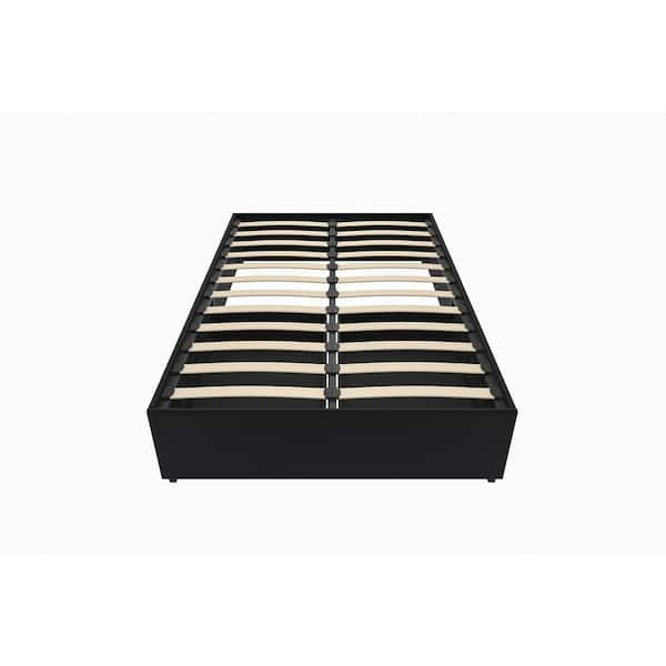 DHP Maven Upholstered Storage Bed, King, Black Faux Leather 