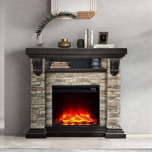 45 in. Freestanding Electric Fireplace in Tan
