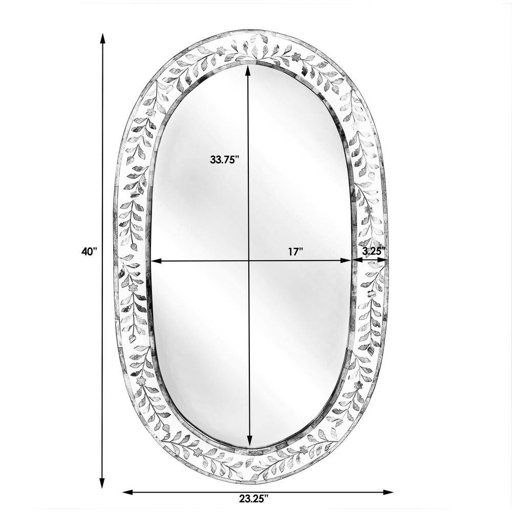 Trubadur Oval Blue and White Bone Inlay Vanity Mirror