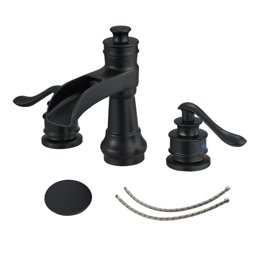 8 in. Widespread 2-Handle Bathroom Faucet With Pop-up Drain Assembly in Mat