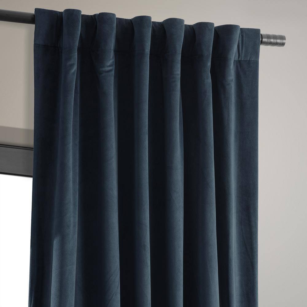 Midnight Blue Velvet Blackout Curtain Panel, 50x84