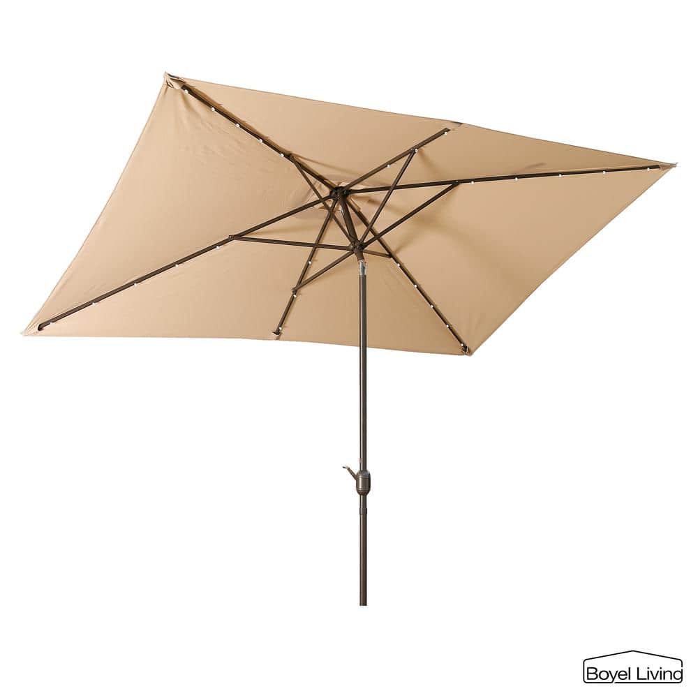 Boyel Living 10 ft. Aluminum Market Features UV Resistant Patio Umbrella  with LED Lights（Sand） ED-9FT-2-SD - The Home Depot