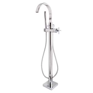 Lura Single-Handle Freestanding Tub Faucet with Cross Handle in Polished Chrome