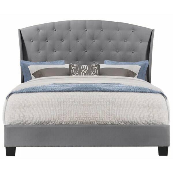 Belle Isle Furniture Boca Grande Gray Velvet Queen Upholstered Bed