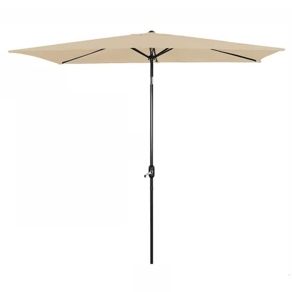 Clihome 10 ft. x 6.5 ft. Rectangular Market Umbrella with Waterproof and UV Resistant in Taupe