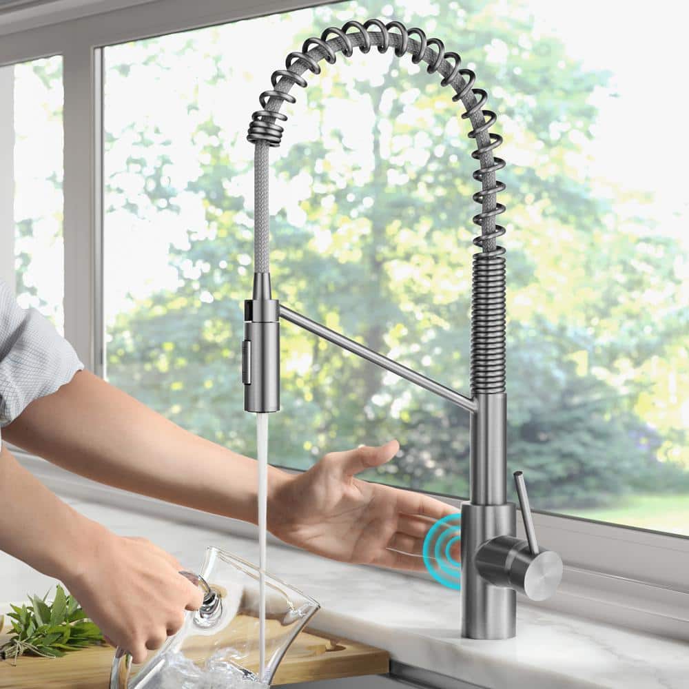 Stainless Steel Touchless Sensor Commercial Pull-Down Kitchen Faucet