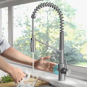 Oletto Touchless Sensor Commercial Pull-Down Single Handle Kitchen Faucet in Spot Free Stainless Steel