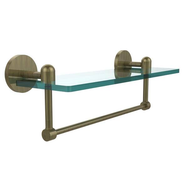 Allied Brass 16 inch Glass Vanity Shelf Beveled Edges Satin Nickel