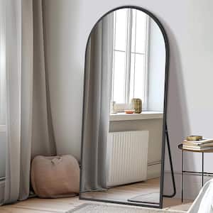 36 in. W x 75 in. H Arch Mirror Black Wood Framed Mirror Full Length Mirror Oversized Floor Mirror
