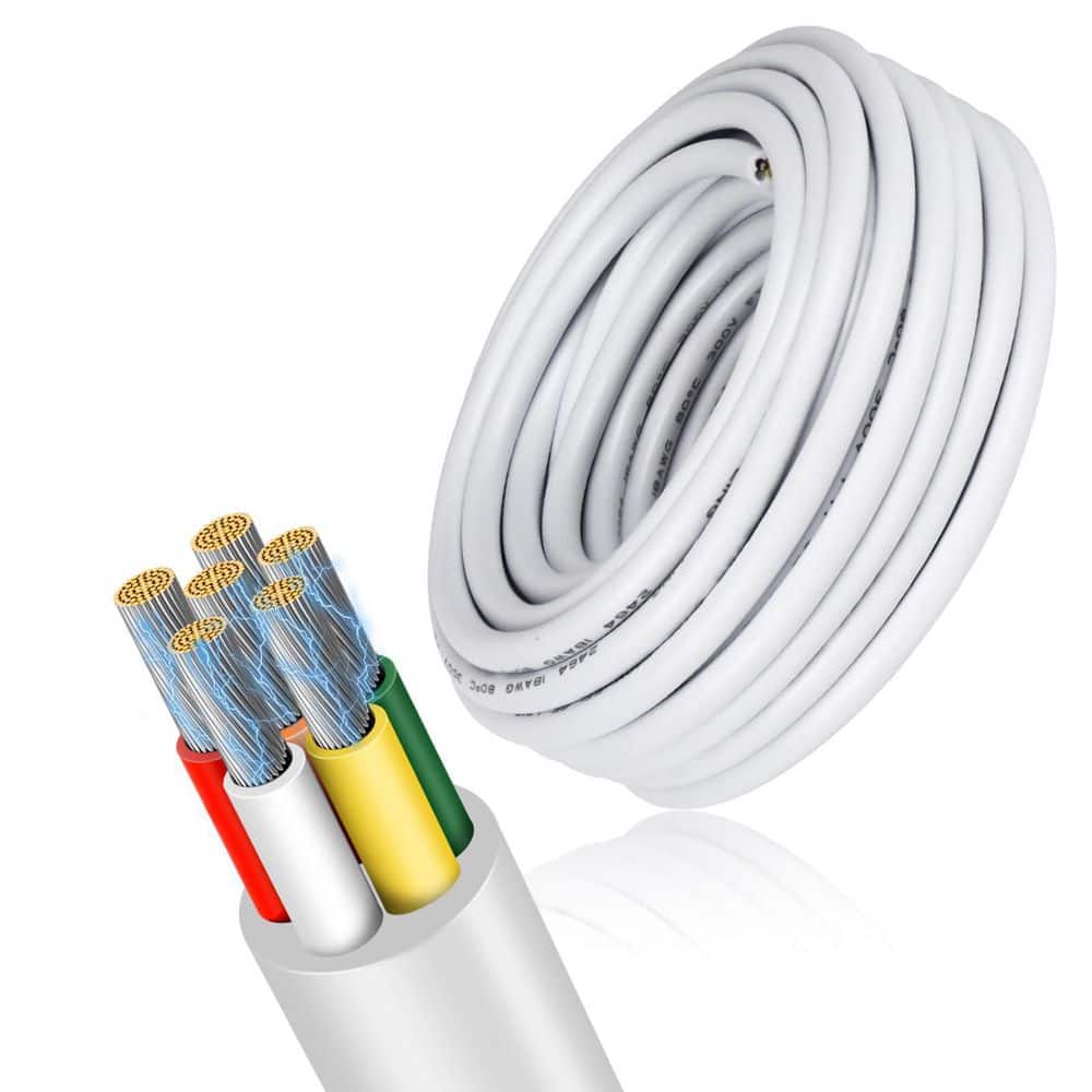 100 ft. 20-Gauge 6-Conductor White Stranded Low Voltage Wire Cable for Thermostat Sprinkler Speaker Irrigation price history on PriceWatchPro