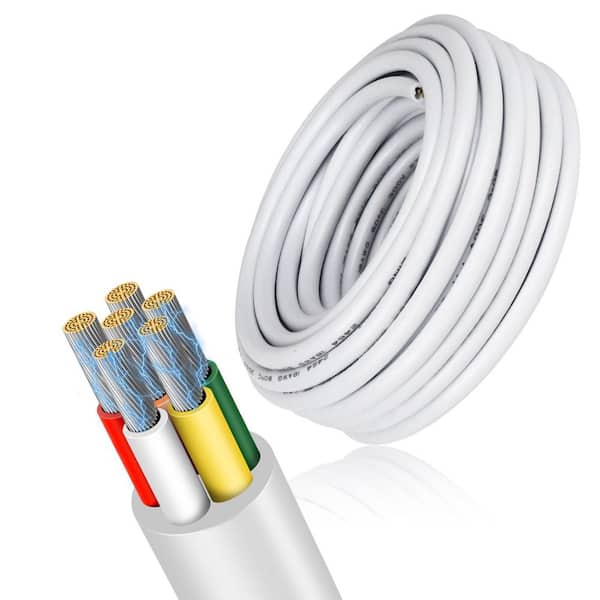 100 ft. 20-Gauge 6-Conductor White Stranded Low Voltage Wire Cable for Thermostat Sprinkler Speaker Irrigation