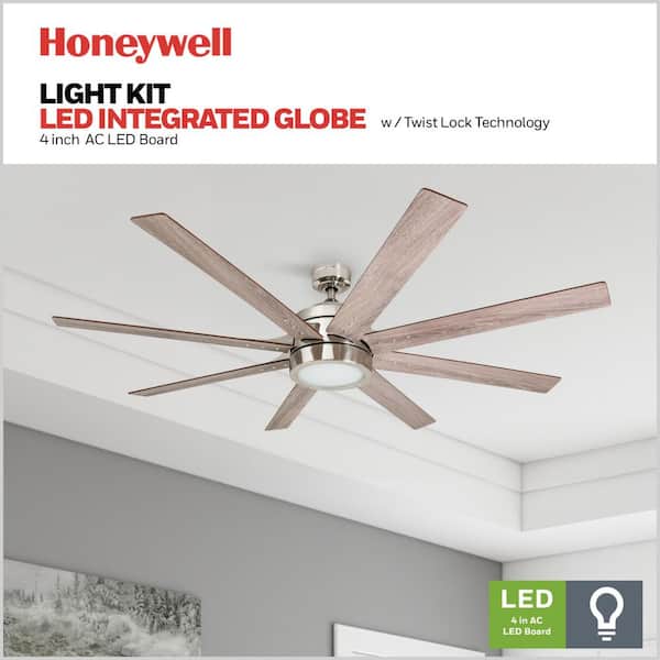 Honeywell Xerxes 62 in. LED Indoor Brushed Nickel Dual Mount
