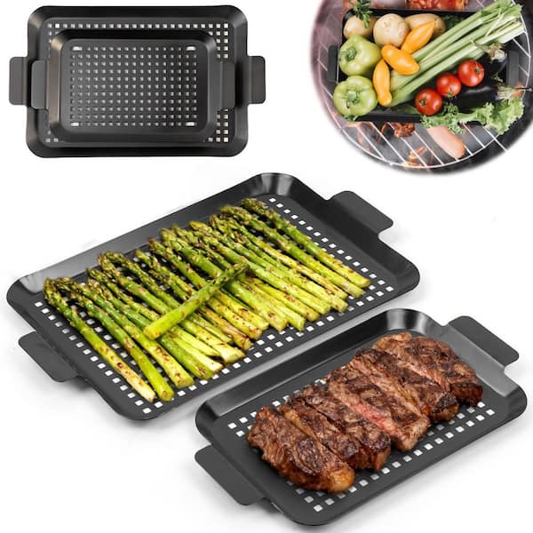 Non-Stick Enamel Coating Grill Topper, Grill Topper for Camping, Picnic, Party (2-Pack)