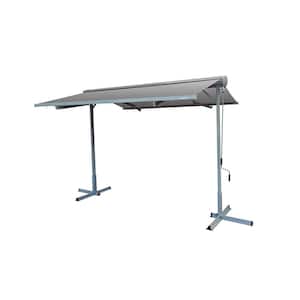 10 ft. FS Series Free Standing Semi-Cassette Manual Retractable Patio Awning in Canvas Gray