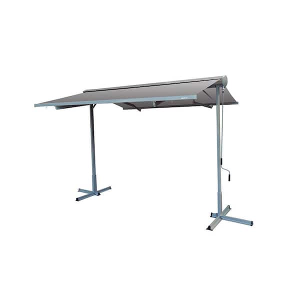 Advaning 10 ft. FS Series Free Standing Semi-Cassette Manual Retractable Patio Awning in Canvas Gray