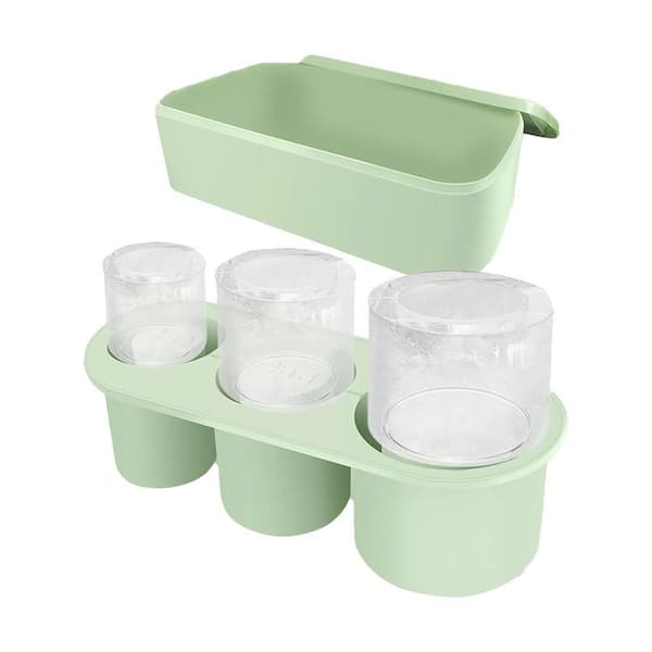 40 oz. Green Silicone Tumbler Hollow Cylinder Ice Mold with Lid and Bin, Slow-Melt Ice for Water Bottles and Drinks