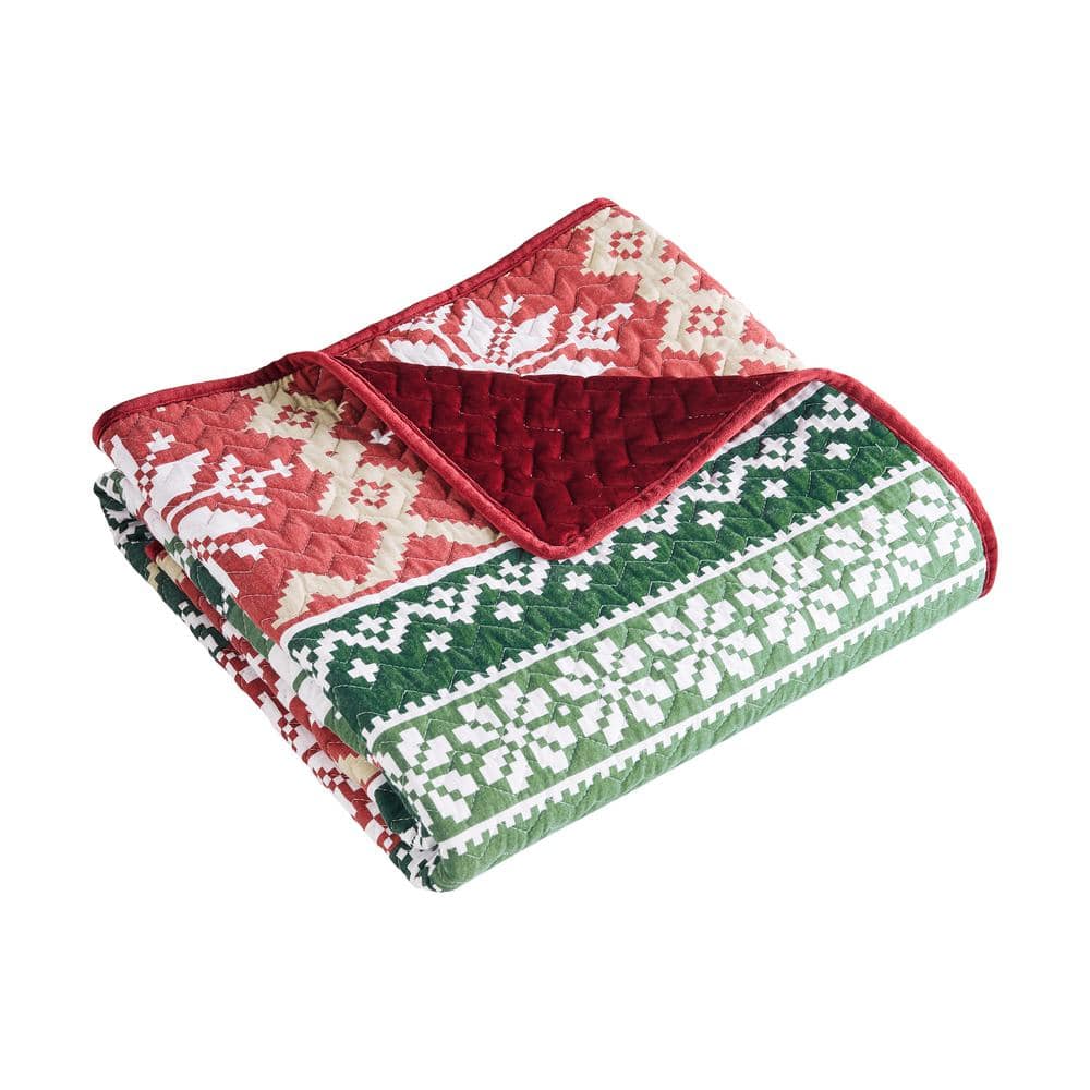 Greenland Home Fashions Fair Isle Red Holiday 50 in. x 60 in ...