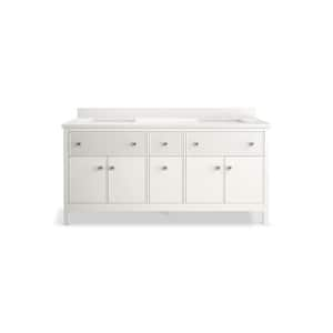 Malin 73in. Double Sink Freestanding White Bath Vanity with White Quartz Top Assembled