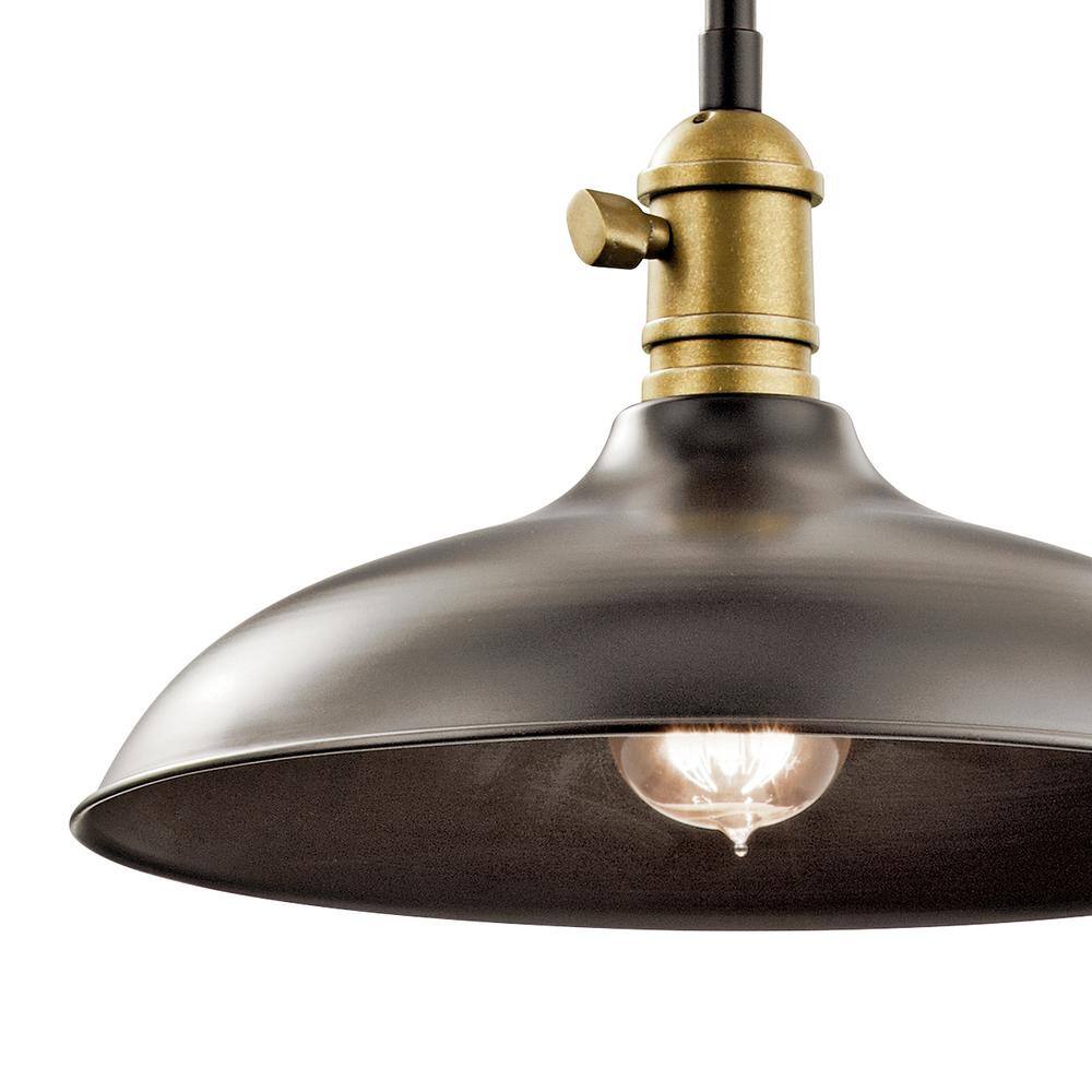 Vintage Bronze 12" Cone Glass Pendant Light with Down Lighting