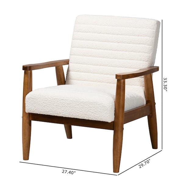 Baxton Studio Stratton White and Walnut Brown Armchair 228 12960