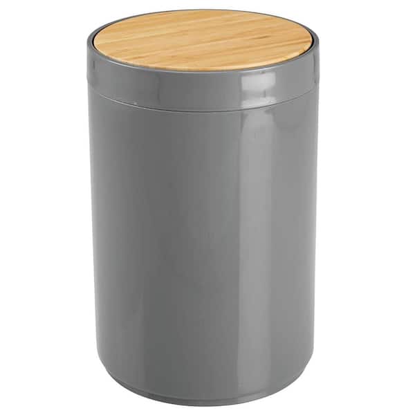 Unbranded 1.3 Gal. Charcoal Plastic Circular Trash Can with Swinging Closure Lid