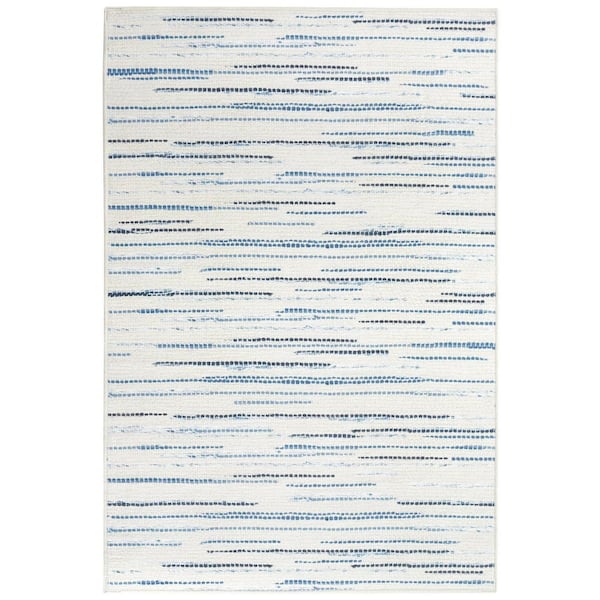 Elwood Machine Washable Blue 3 ft. x 5 ft. Indoor Area Rug