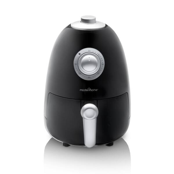 modernhome 2.1 Qt. Compact Electric Air Fryer with Color Recipe Book in Midnight Black