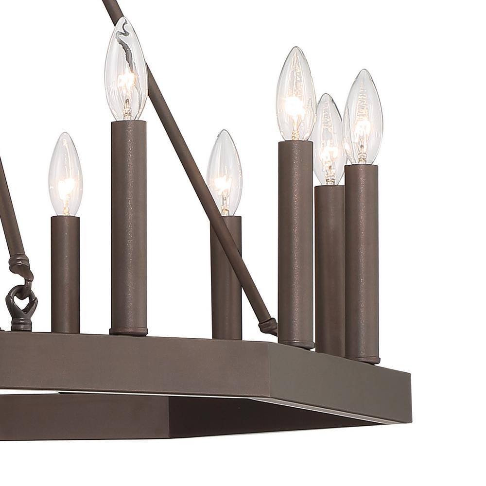 Elegant 16-Light Oil Rubbed Bronze Wagon Wheel LED Chandelier