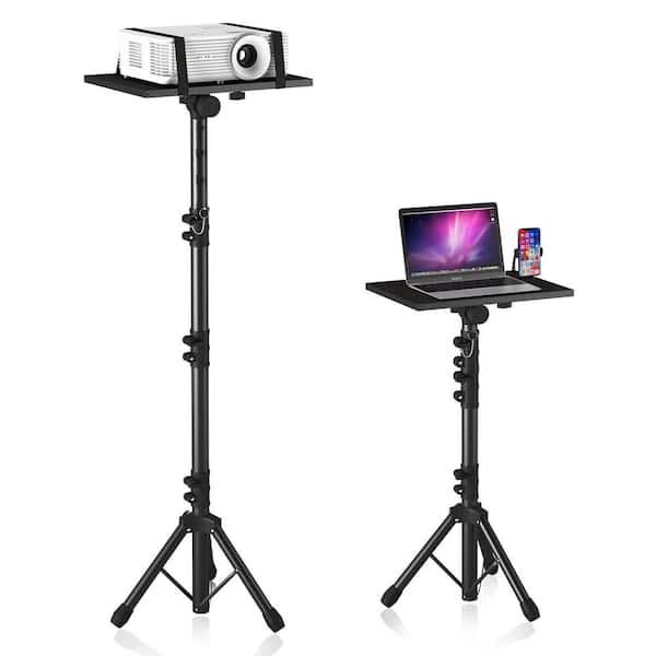 Projector Stand Tripod from 23 in. to 63. 5 in. Laptop Tripod Stand Height Adjustable with Gooseneck Phone Holder 1-Pack