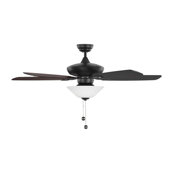 Generation Lighting - Colony Max Plus 52 in. Matte Black Ceiling Fan with Black and American Walnut Reversible Blades and LED Light Kit