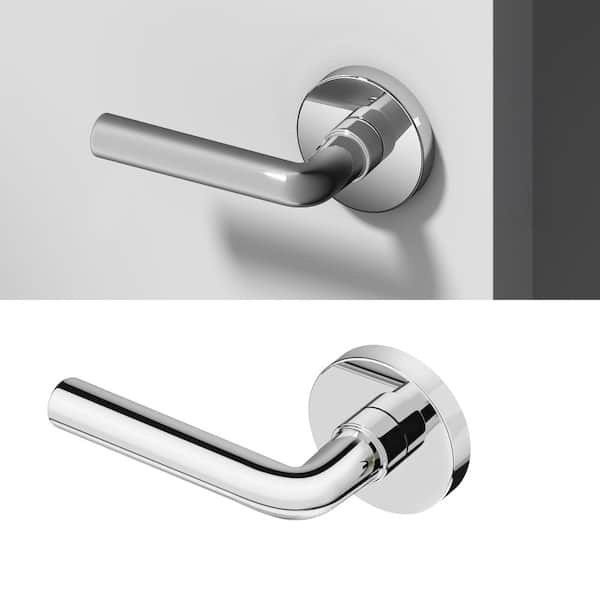 Arc Brass Chrome Dummy Door Handle with Round Rosette