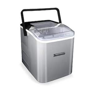 8.86 in. 26 lb. Portable Ice Maker Machine in Silver with Handle
