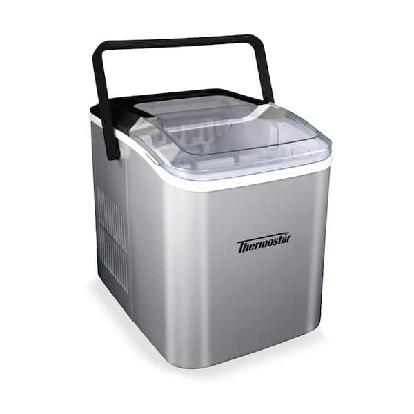 THERMOSTAR 8.86 in. 26 lb. Portable Ice Maker Machine in Silver with Handle