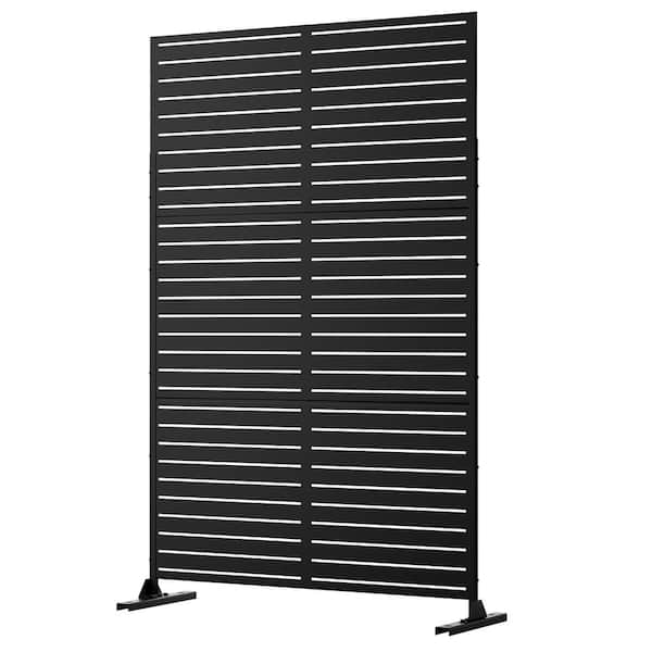72 in. Galvanized Metal Outdoor Privacy Screens Garden Outdoor Fence Louvered in Black