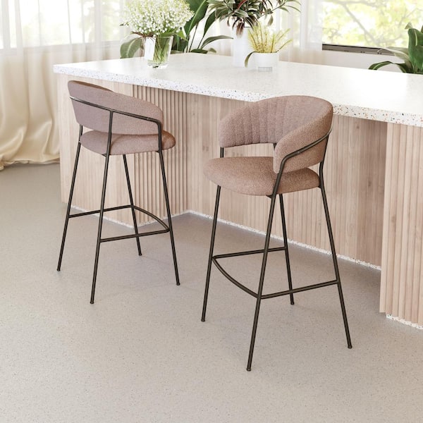 ZUO Josephine 29.9 in. Open Back Plywood Frame Barstool with 100% Polyester Seat - (Set of 2)