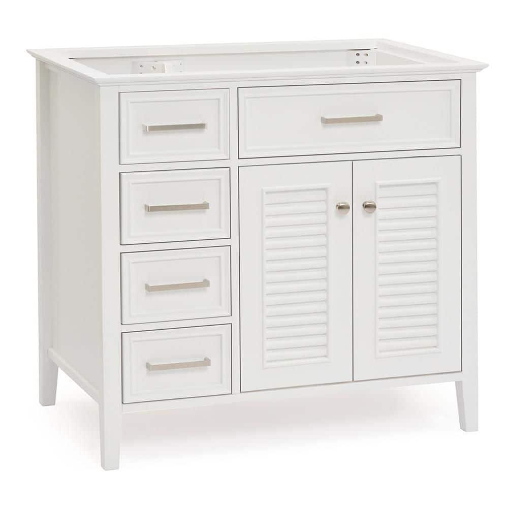 Kensington 36 in. W x 21.5 in. D x 34.5 in. H Freestanding Bath Vanity Cabinet Only in White -  ARIEL, D037S-R-BC-WHT