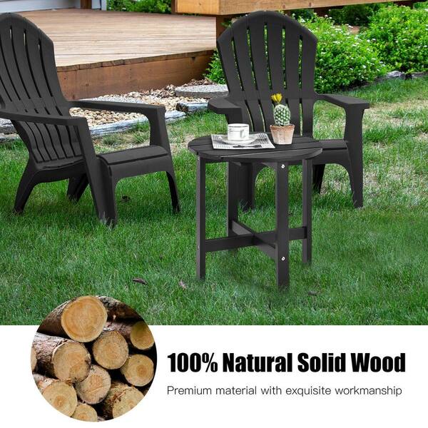 black and wood garden table