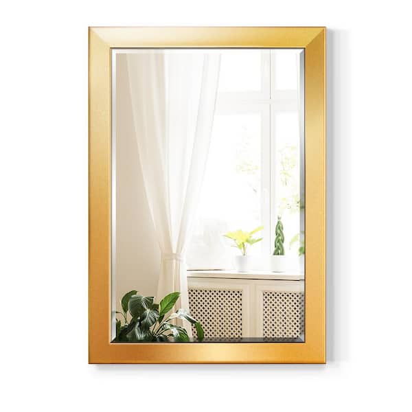 Wexford Home 29 in. W x 41 in. H Framed Rectangle Beveled Edge Wood Mirror in Solid Gold