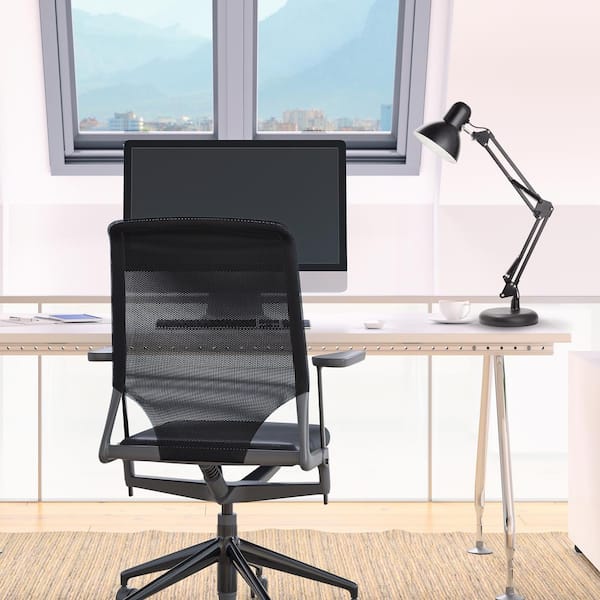 24 in. Black Wright Architect Modern LED Lamp with Round Weighted Base