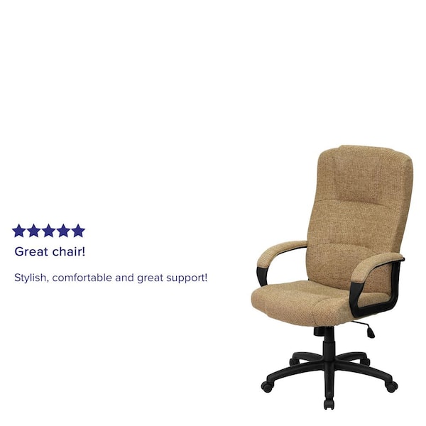 High Back Beige Fabric Executive Office Chair 