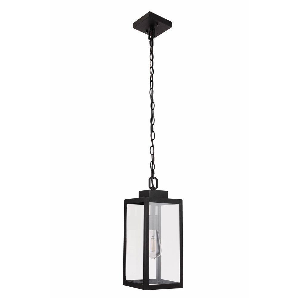 Marin 16.25 in. 1 Light Black Finish Dimmable Outdoor Ceiling Pendant Light with Clear Glass, No Bulbs Included price history on PriceWatchPro