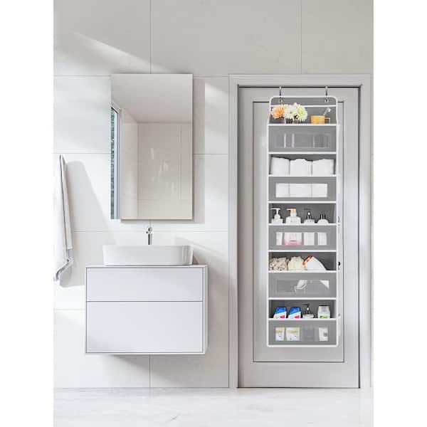 Grey Swing-Proof 2 Pack Over the Door Organizer Storage with 5 Shelf Hanging Pockets and Anti-Tilt Design