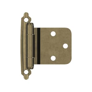 Burnished Brass Variable Overlay Self-Closing, Face Mount Hinge (2-Pack)