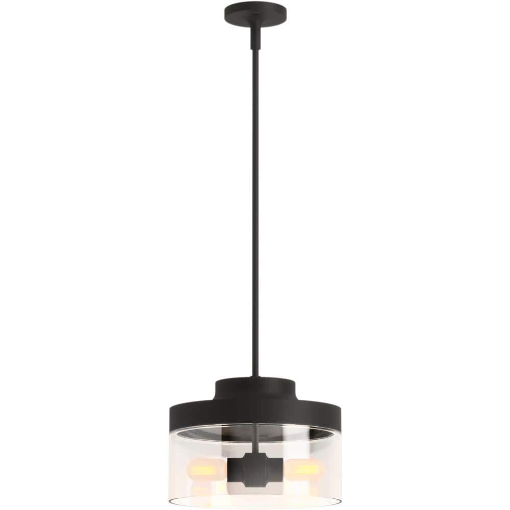Purist Matte Black 12.71" Two-Light Indoor/Outdoor Modern Pendant
