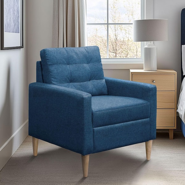 510 Design Dani Denim Blue Arm Chair with Tufted back