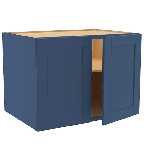 Home Decorators Collection Washington Vessel Blue Plywood Shaker Assembled Wall Kitchen Cabinet Soft Close 33 W in. x 24 D in. x 24 in. H
